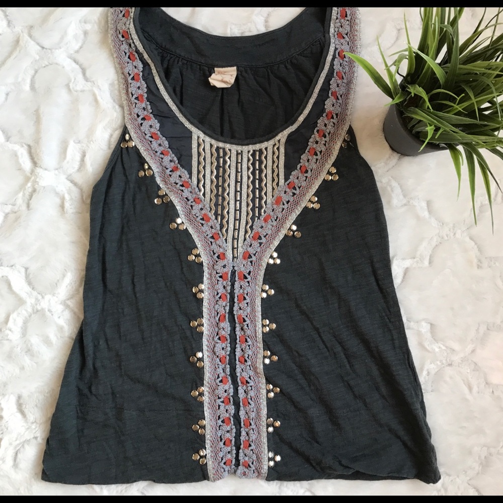 Anthropologie C. Keer navy Byzantium tank